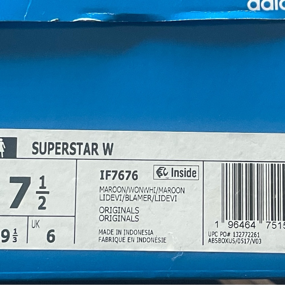 Brand New Women’s Adidas Superstars Maroon and Off-White Sneakers 7.5 - Picture 9 of 10